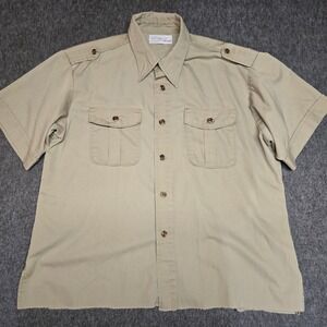 Vintage 60s Big Yank Sport-abouts SafariShirt Mens XL Tan Military Epaulets SS